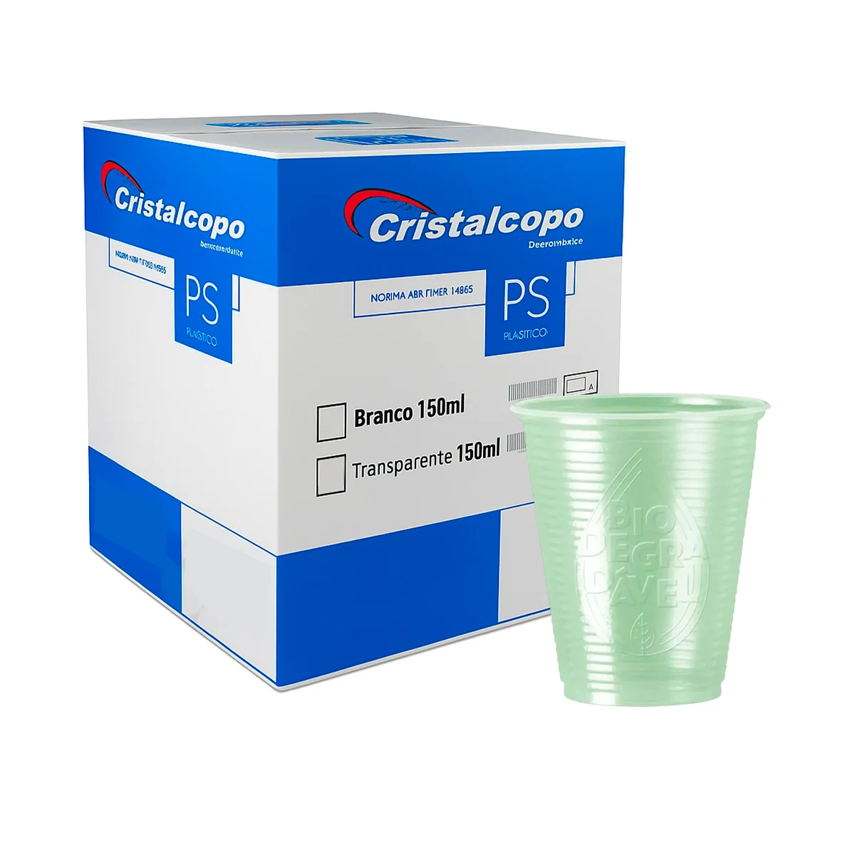 COPO 180 ML TRANSP. PS BIODEGRADAVEL 2500 UN CRISTALCOPO